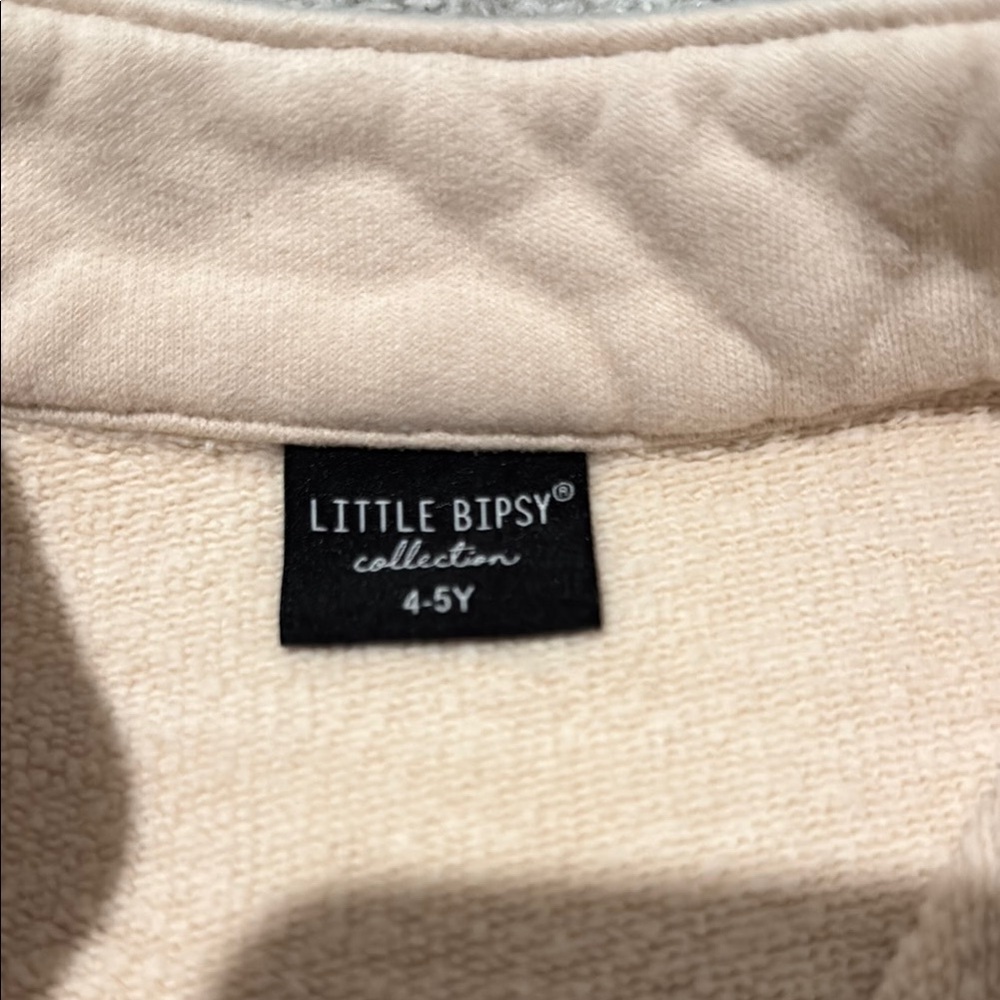Little Bipsy cream 1/3 button sweatshirt- 4-5 - Picture 3 of 4